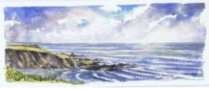 Hartland Quay from the Warren and looking south; available to buy; see Paintings for sale at the top of the menu on the right
