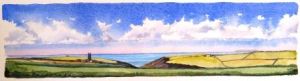 Hartland in Summer; available to buy; see Paintings for sale at the top of the menu on the right