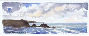 Hartland Quay looking South; available to buy; see Paintings for sale at the top of the menu on the right